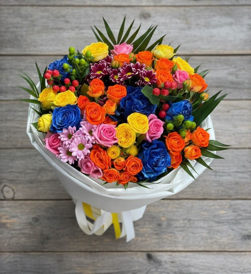 Букет цветов из: Розы и Хризантемы в Алферьево