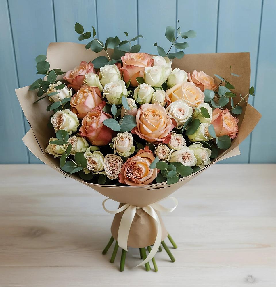 Букет цветов из: Альстромерии и Розы в Алферьево