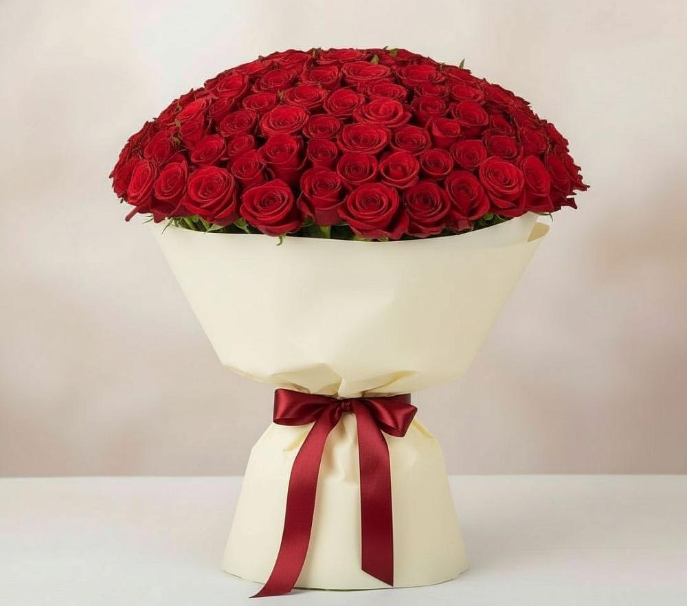 Букет 101 Красная роза Милано в Алферьево