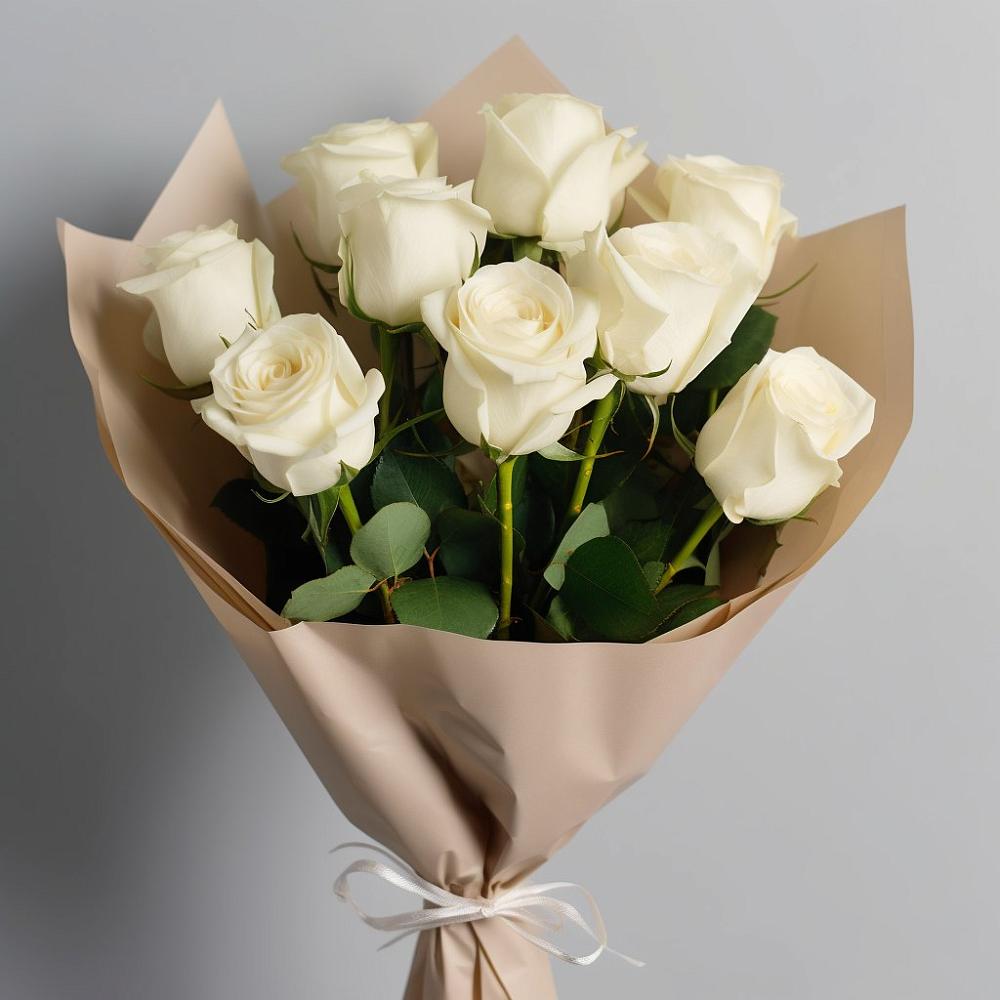 Букет 9 Белых роз Эдлесс Лав в Алферьево