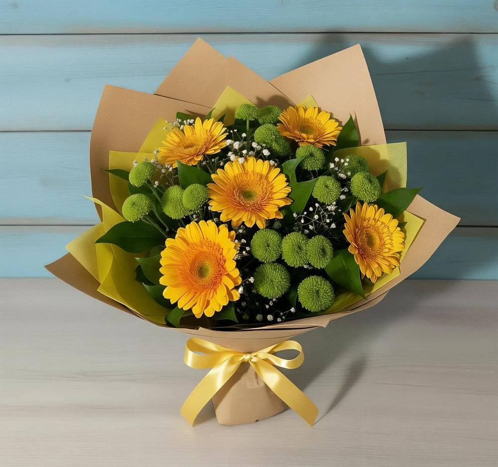 Букет цветов из: Герберы и Хризантемы в Алферьево