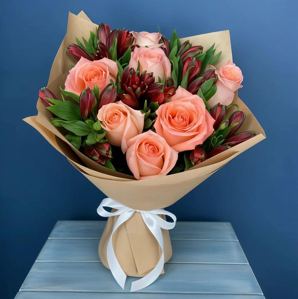 Букет цветов из: Розы и Альстромерии в Алферьево