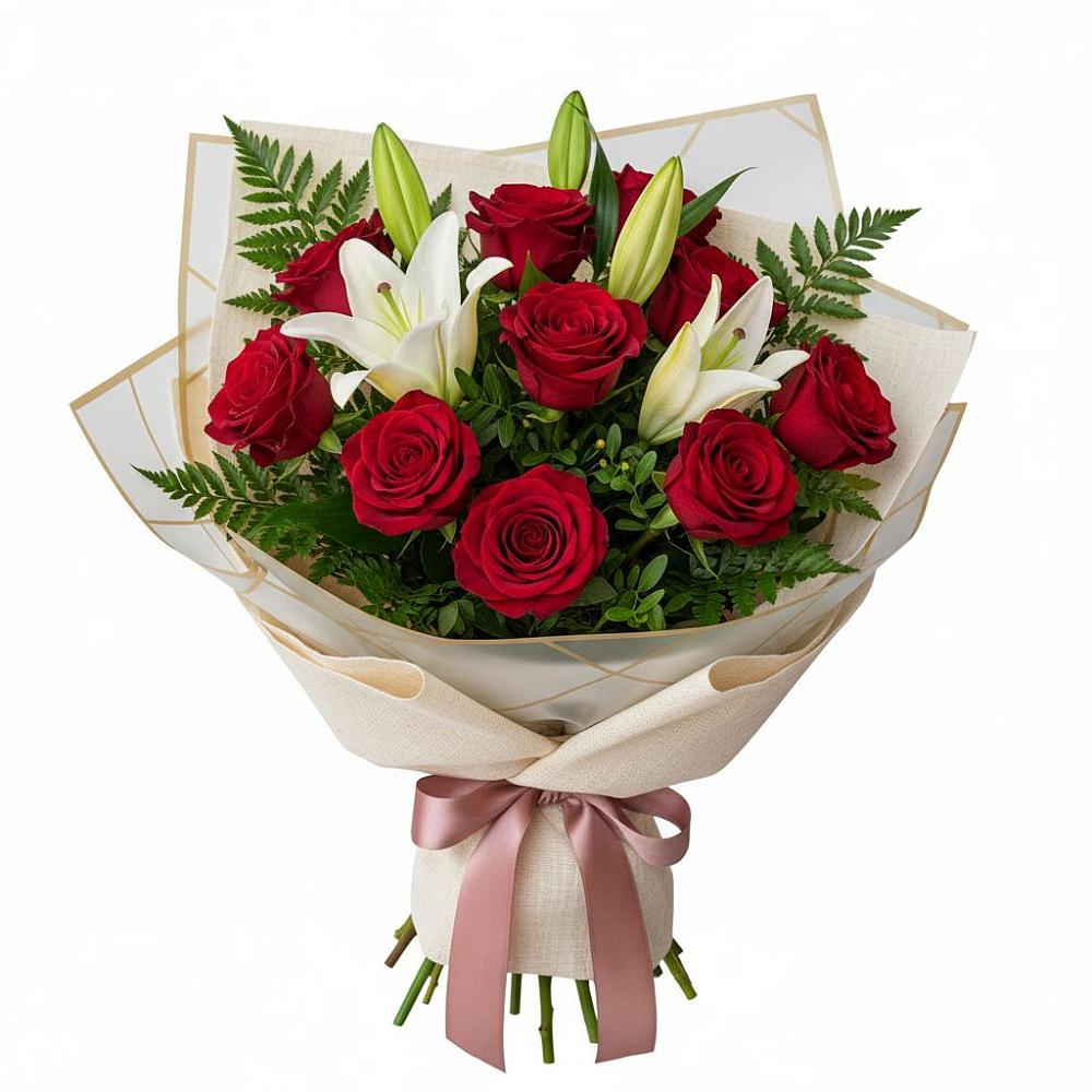 Букет цветов из: Лилии и Розы в Алферьево