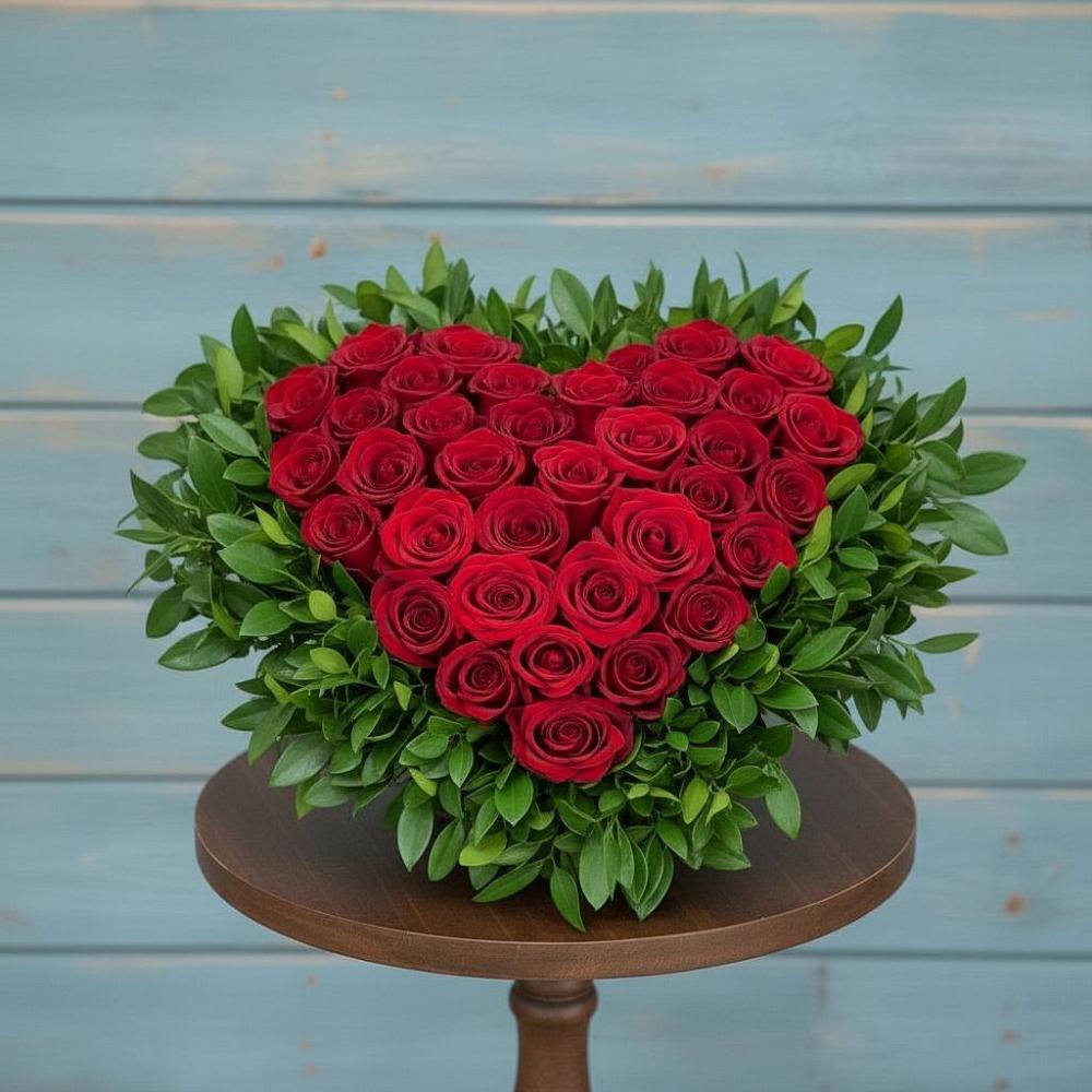 Цветочная композиция из Розы в виде сердца в Алферьево