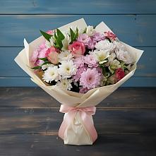 Букет цветов из:  Хризантемы, Альстромерии и Розы в Алферьево