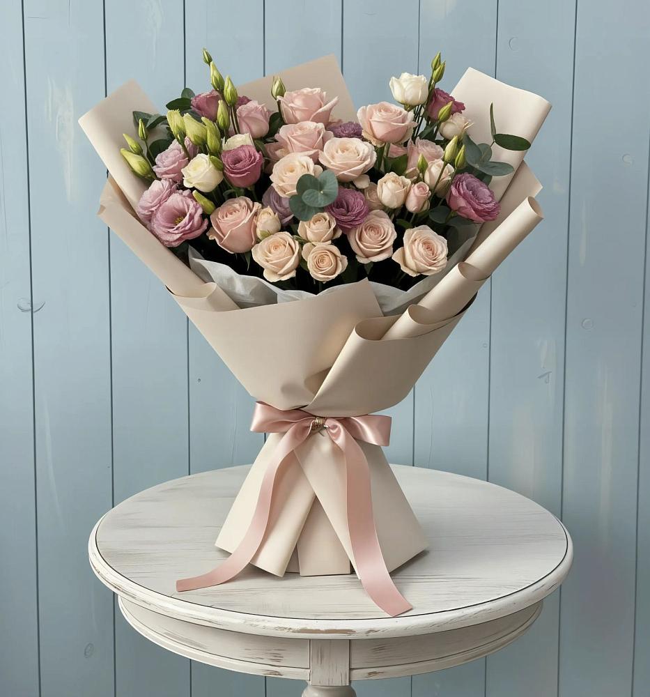 Букет цветов из: Розы и Лизиантусы в Алферьево