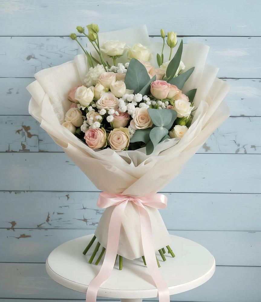 Букет цветов из: Розы и Лизиантусы в Алферьево