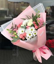 Букет цветов из:  Розы, Лизиантусы и Хризантемы в Алферьево