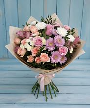 Букет цветов из:  Хризантемы, Розы и Альстромерии в Алферьево