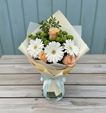 Букет цветов из:  Герберы, Розы и Хризантемы в Алферьево