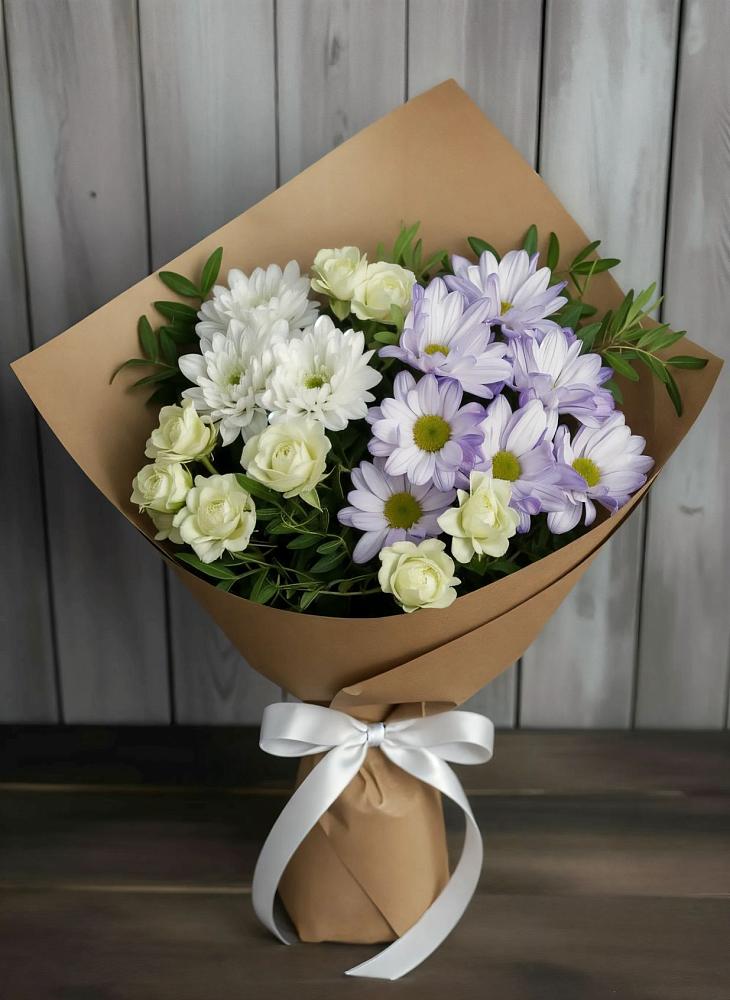 Букет цветов из: Хризантемы и Розы в Алферьево