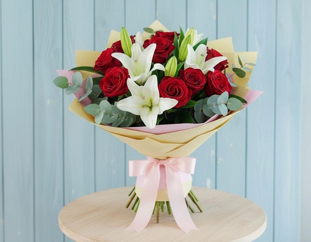 Букет цветов из: Лилии и Розы в Алферьево